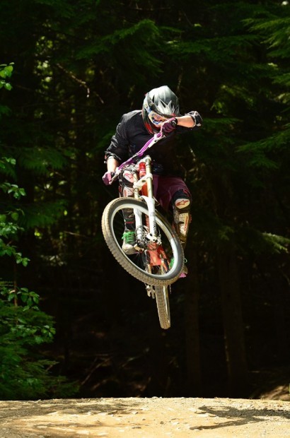 Simmone Lyons riding Heart of Darkness in the Whistler Bike Park