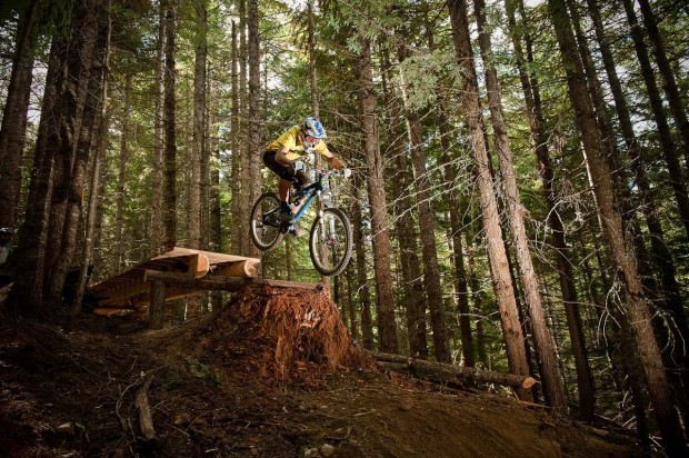 Dom Wrapson riding Fade to Black in Whistler