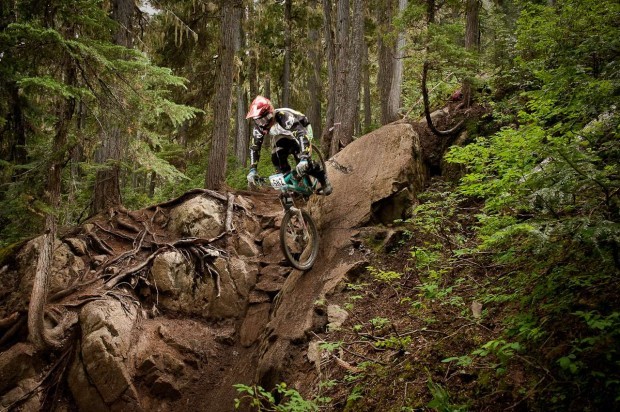 Dom Wrapson racing in the Crankworx Garbanzo DH event