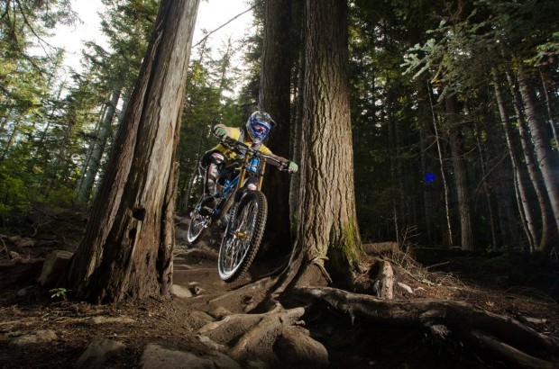 Joe Patterson riding Samurai Pizza Cat in the Whistler Bike Park