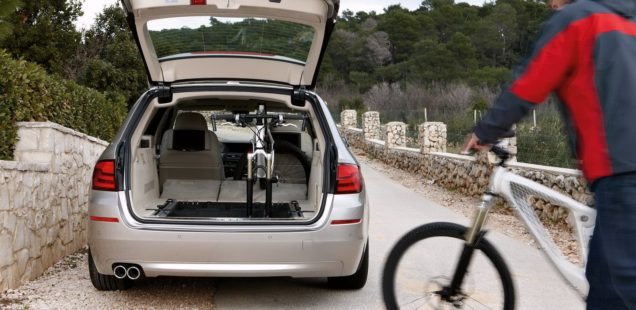 The BMW 5 Series Touring takes bikes standing up