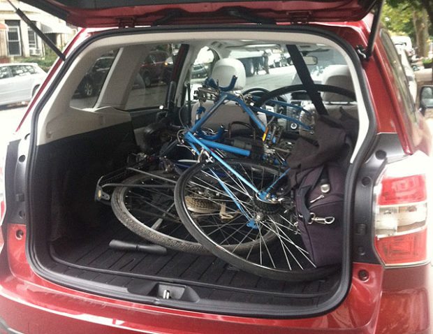 Subaru Forester with Bikes Inside Laying Flat